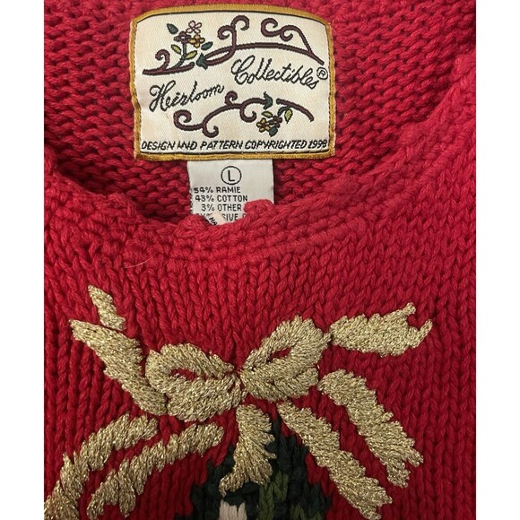 Vintage Heirloom Collectibles Sweater Size L Christmas Tree Holiday Red Beaded - Picture 11 of 11
